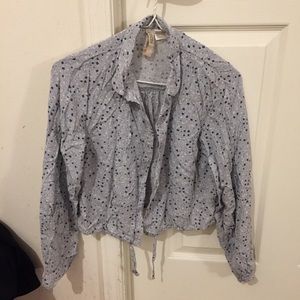 H&M blue floral patterned blouse USA size 2